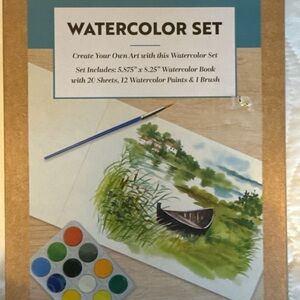 Watercolor Set with Green and Blue Paints